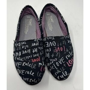TOMS Women's W6 "Let Love Rule" Shoes Black /pink/silver